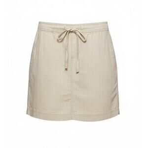 Caslon 100% Linen Beige Drawstring Mini Skirt Summer Coastal Chic Small Vacation